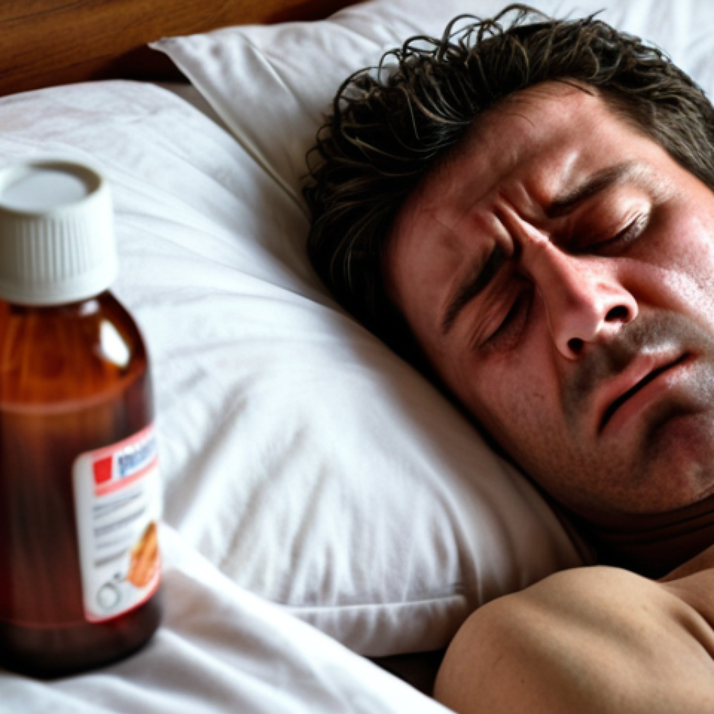 **

A person lying in bed looking miserable with high fever, strong muscle aches, headache and dry cough to illustrate the symptoms of the flu.

**